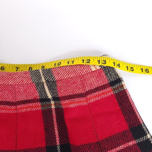 VTG Garland Skirt Womens 26 x 22 Plaid 100% Wool Red Black Tan Tartan Pleated - Picture 4 of 10